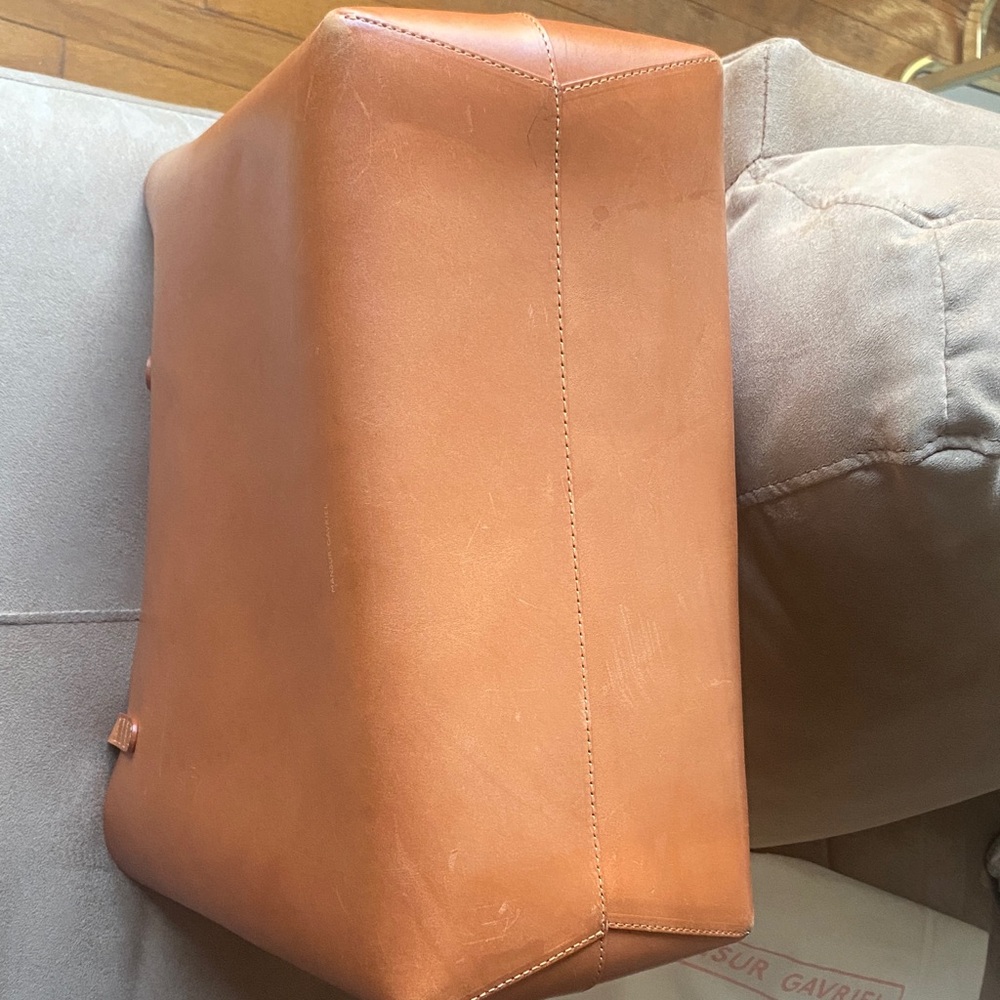 Mansur Gavriel Tan Tote with Vibrant Blue Interior - Picture 11 of 15